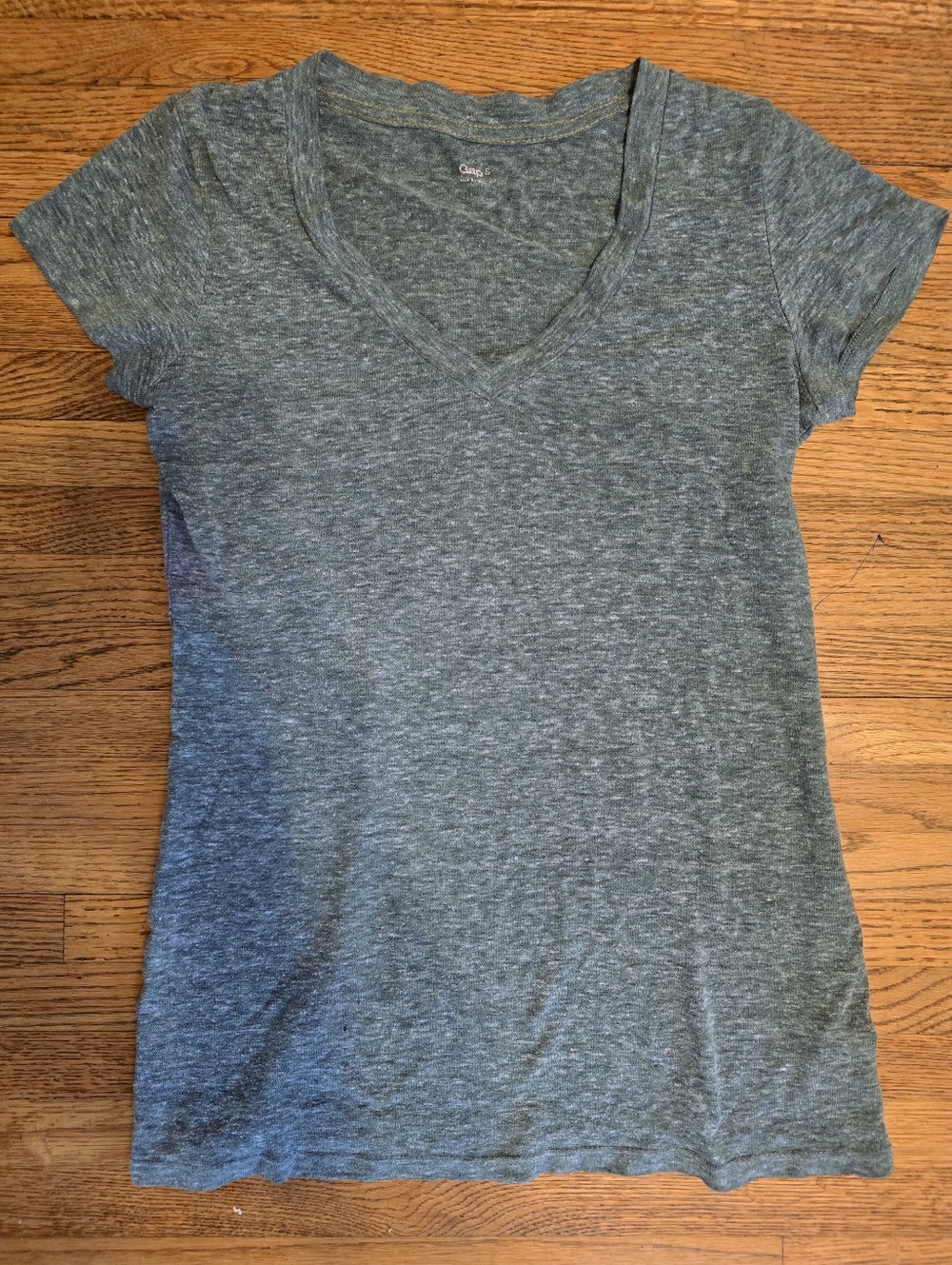 Gap Basic V Neck Short Sleeve T Shirt In Emerald Green Grey Muted Shade Soft